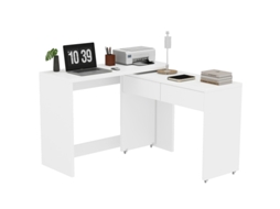 Mesa Com Prateleiras + Cômoda - Mesa Compacta 2 Em 1, Extensível, Toda A Mesa É Feita De Madeira Com 1,8 Cm De Espessura, Equipada Com Rodízios