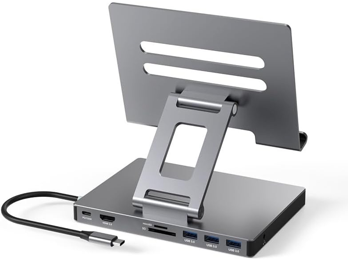 Suporte Usb C Ipad Pro, Adaptador Ipad Pro M4 M2 M1 13, 12,9 E 11 Polegadas, Estação Encaixe Ipad Air (cinza)