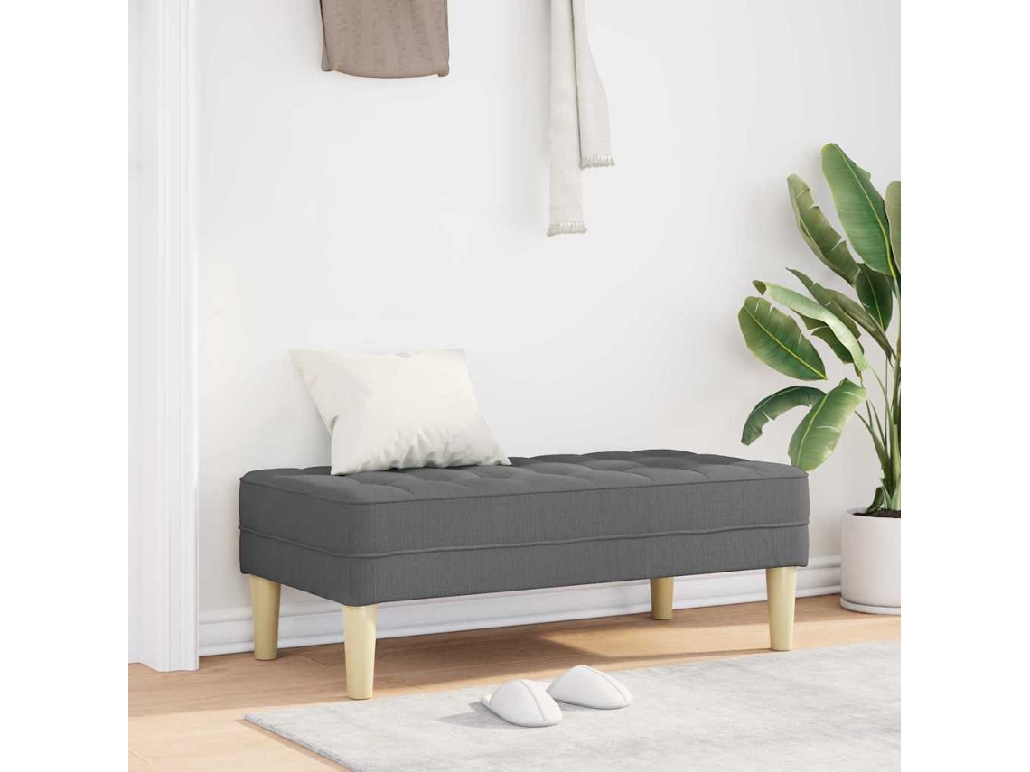Vidaxl Banco Com Almofada Cinza Escuro 113 X 57 X 39 Cm Tecido