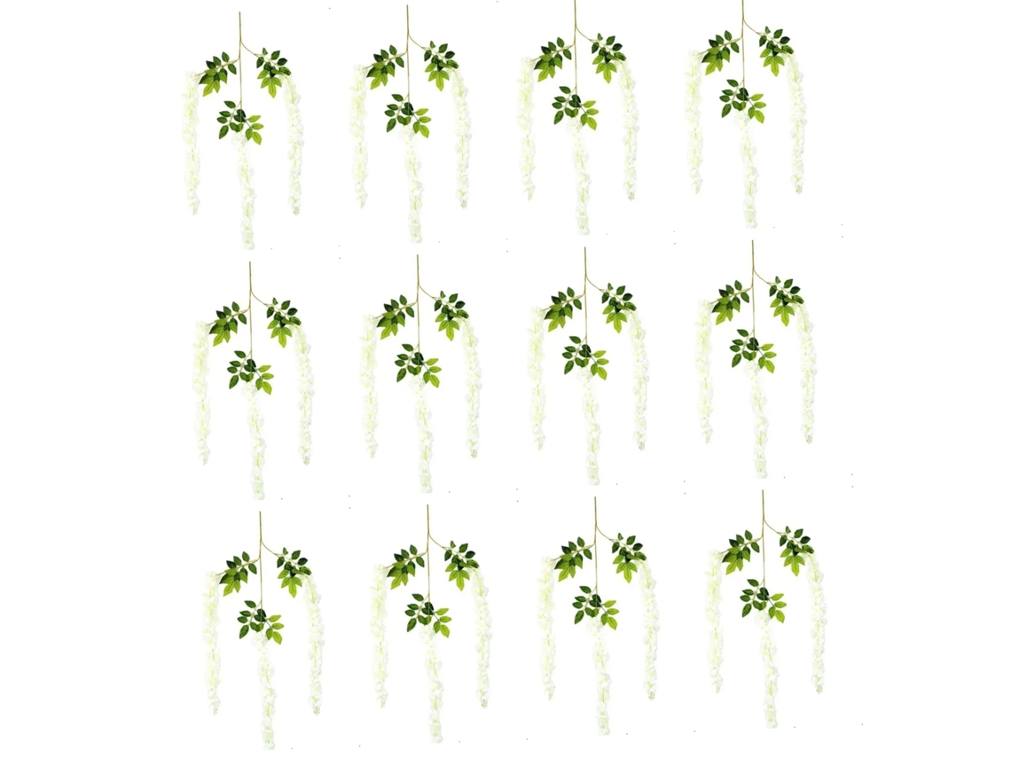 Flor Pendente De Wisteria Branca-creme Criptografada (12 Pcs) (sem Amostra, Siga O Processo) Eoocoo