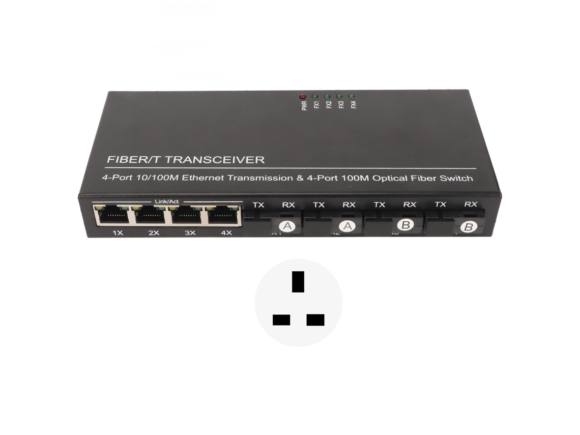 Aetheria switch de Fibra Sfp 8 Portas 10/100m Adaptável Led Plug And Play Ethernet Óptico Uk Plug