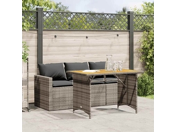 Vidaxl 2 Pcs Conjunto De Jantar P/ Jardim C/ Almofadões Vime Pe Cinza