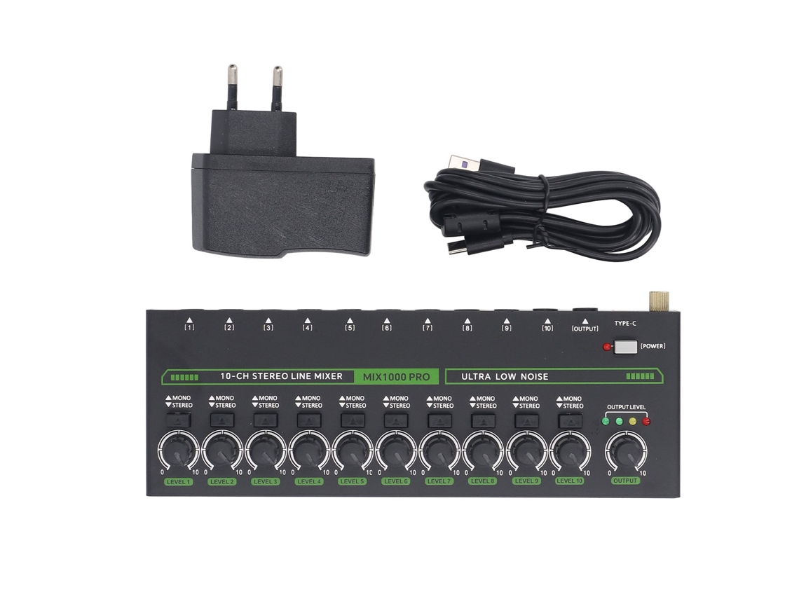 Misturador de Áudio 10 Canais LAXISCREED com Luz Rgb
