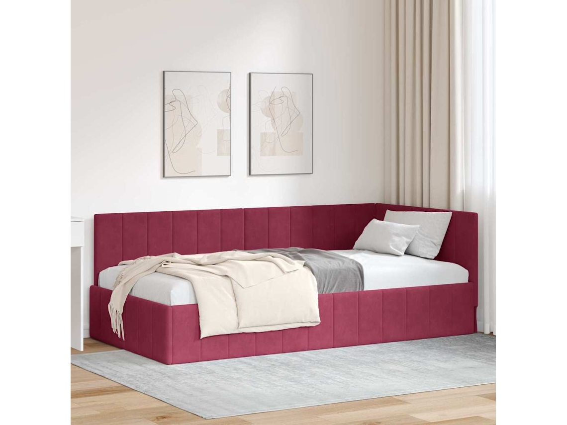 Vidaxl Estrutura De Cama De Canto Vinho Vermelho 100 Cm X 200 Cm