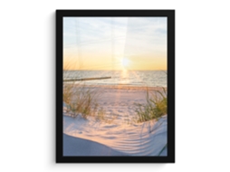 Poster Emoldurado Praia - Sol - Duna - Relva - Areia - Horizon 30x40 Cm