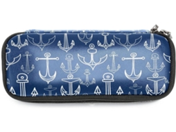 Organizador grande azul marinho com estampa de âncora, da Maquiagem, ideal para escola, mesa e adultos. Perfeito para guardar coisas na escola ou na escrivaninha.