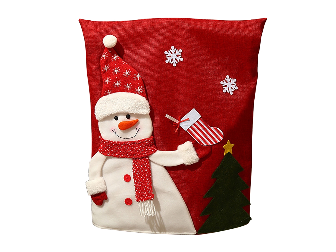 Capa De Cadeira Com Boneco De Neve Idoso Da Laxiscreed, Encosto Com Detalhes De Neve E Linho