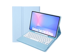 Lurelia Capa Com Teclado Bluetooth Para Samsung Tab S9fe + 12.4 Com Teclado Bluetooth, Layout Pt, Azul E Branco