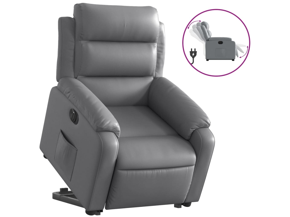 Electric Stand Up Recliner Chair, Electric Stand Up Recliner Chairs Vidaxl Cinzeto Couro Artificial