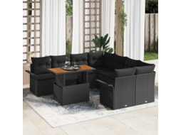 Vidaxl Conjunto De Sofá De Jardim Com Almofada Preto