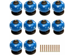 Conjunto De 10 Puxadores Cerâmica Azul Para Armários, Com Furo Único E Superfície Lisa, Estilo Retrô, Ideais Para Portas