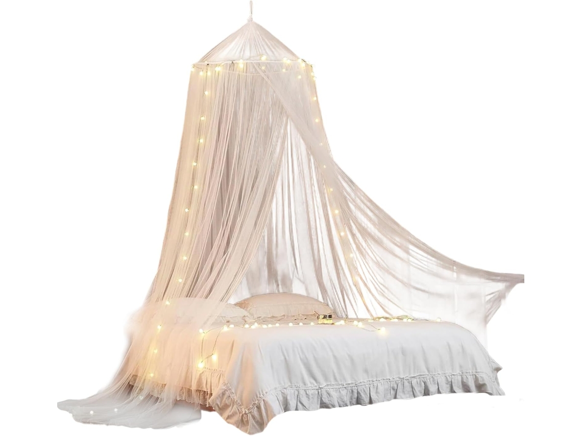 Dossel De Cama Com Luzes, Dossel De Cama Princesa Para Meninas, Mosquiteiro Dobrável Extra Em Formato De Cúpula Para