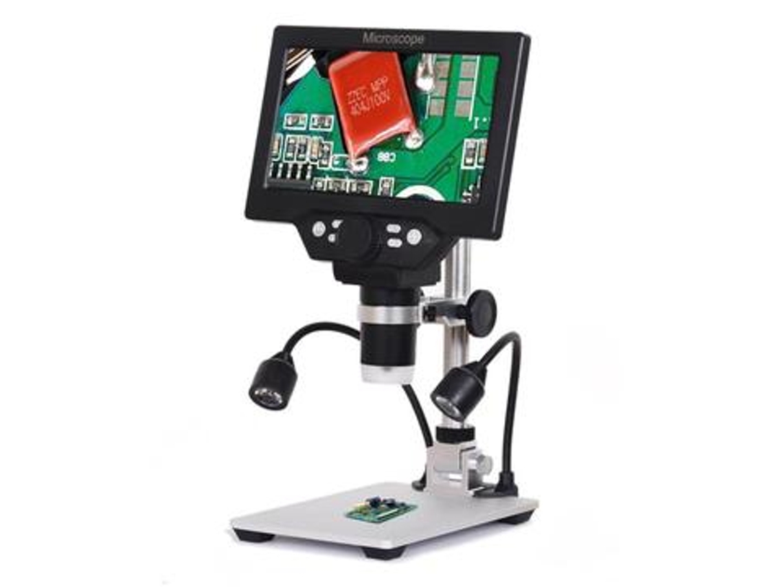 Microscópio Digital G1200d Com Tela Lcd De 7 Polegadas, Luz Led 12mp Brilvibera