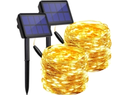 Luzes Solares Ao Ar Livre À Prova D'água 2 Pacotes Cada 72 Pés 200 Leds Luzes De Fada Movidas A Energia Solar Com 8 Modos*