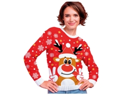 Suéter de Natal Red Merry Reindeer para mulheres