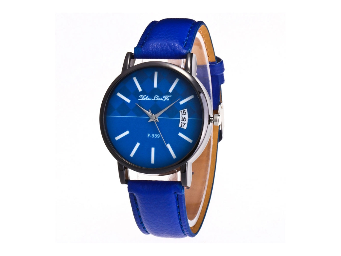 Relógio de quartzo unissex moderno com pulseira de metal ajustável Zhoulianfa (azul)