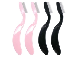 4pcs Pente de Cílios Dobrável com Dentes de Metal, Pente de Sobrancelha, 2 Preto e 2 Rosa