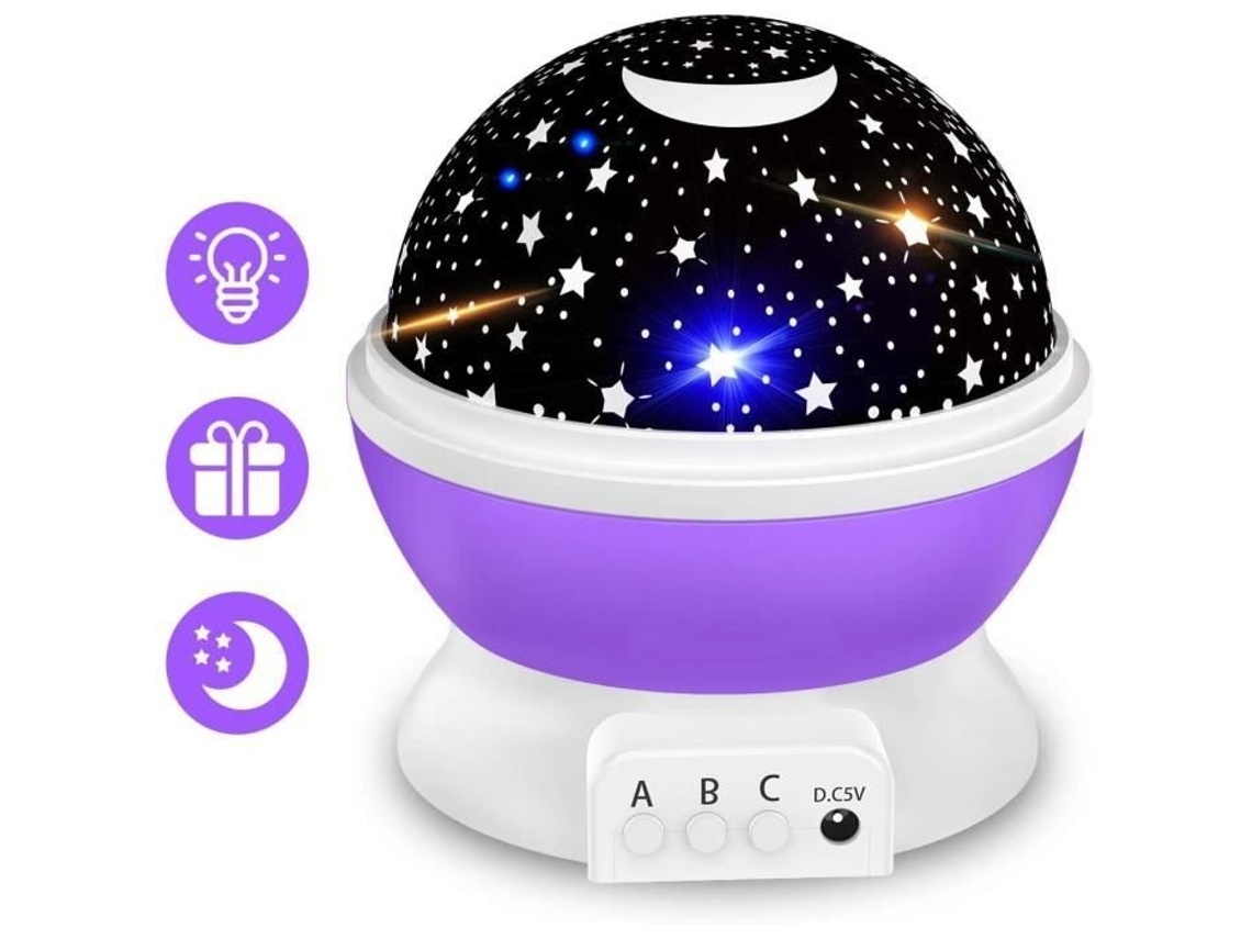 Luminria Noturna Infantil Com Projeo De Estrelas E Rotao De 360 Aquaforge