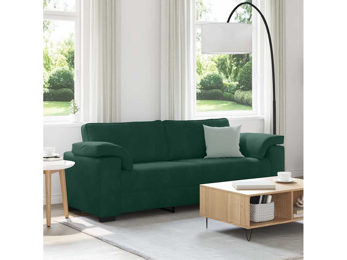 Sofá de 3 Lugares HARLANV1 com veludo verde escuro 220x77x82 cm
