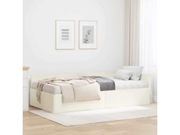 Vidaxl Estrutura De Cama De Canto Com Colchão 2 Unid. Creme Veludo