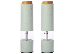 Conjunto De Moinhos Elétricos De Sal E Pimenta De Duas Peças, Alimentados Por Bateria (não Incluído) - Verde