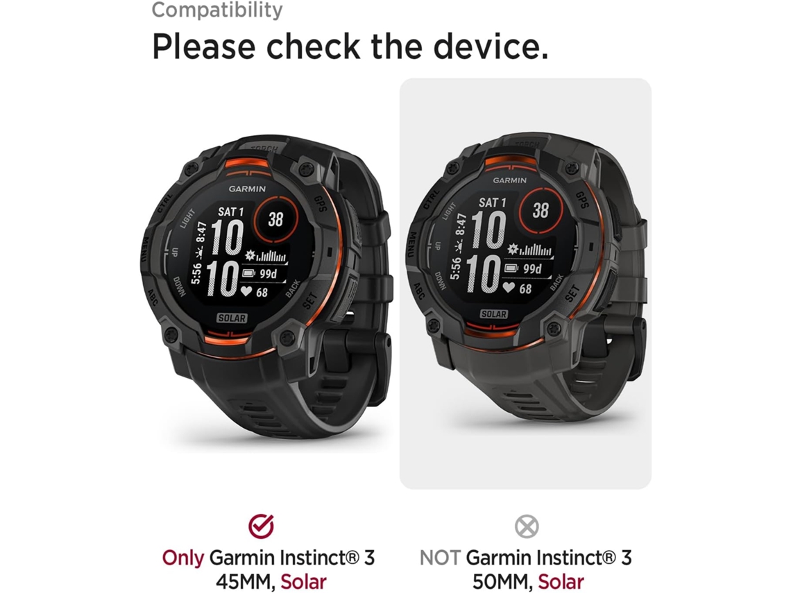Capa Para Garmin Instinct 3 Solar 45mm, Resistente A Quedas E Impactos, Tpu Macio Preto Hexinyigjly