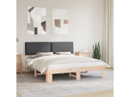 Vidaxl Estrutura de Cama com Cabeceira Estofada Cinza Escuro