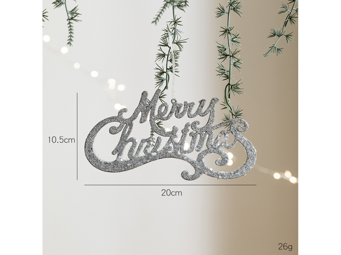 Placa De Natal Para Pendurar, Enfeite Para Árvore De Natal, Decoração De Natal Em Inglês, Adereços Para Festa, Prata-aquaforge