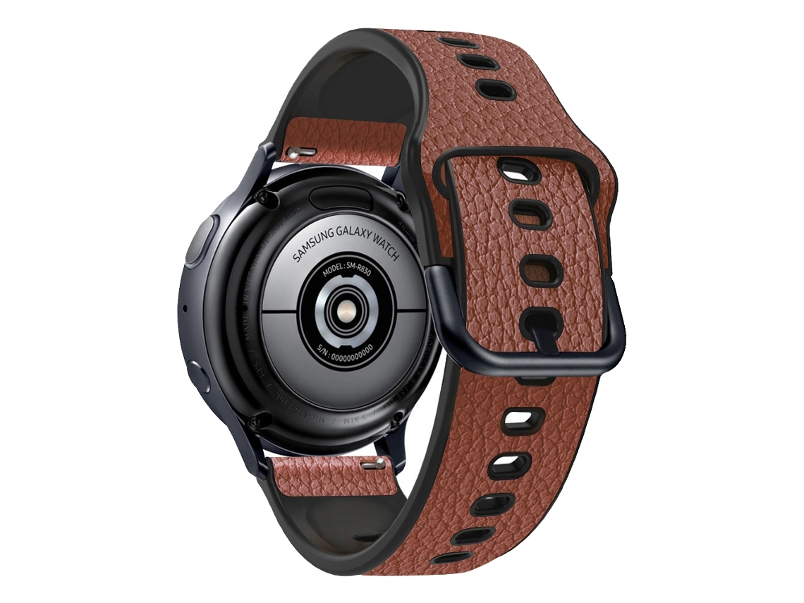 Bracelete para Smartwatch de couro com textura de lichia TPU universal de 20 mm (marrom)
