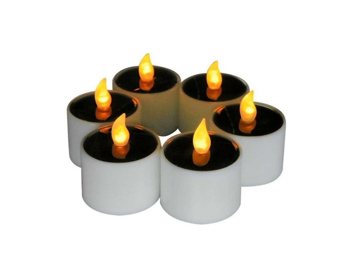 6 Velas Solares Exteriores Impermeáveis, Velas Led Para Jardim E Decoração De Casa