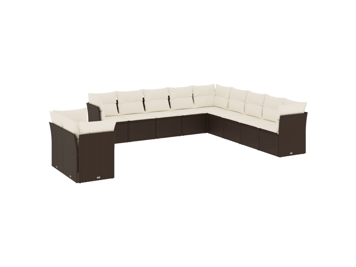 Conjunto de 11 Sofás de Jardim C/ Almofadões Vime Pe Castanho MAISON EXCLUSIVE (11 pcs)