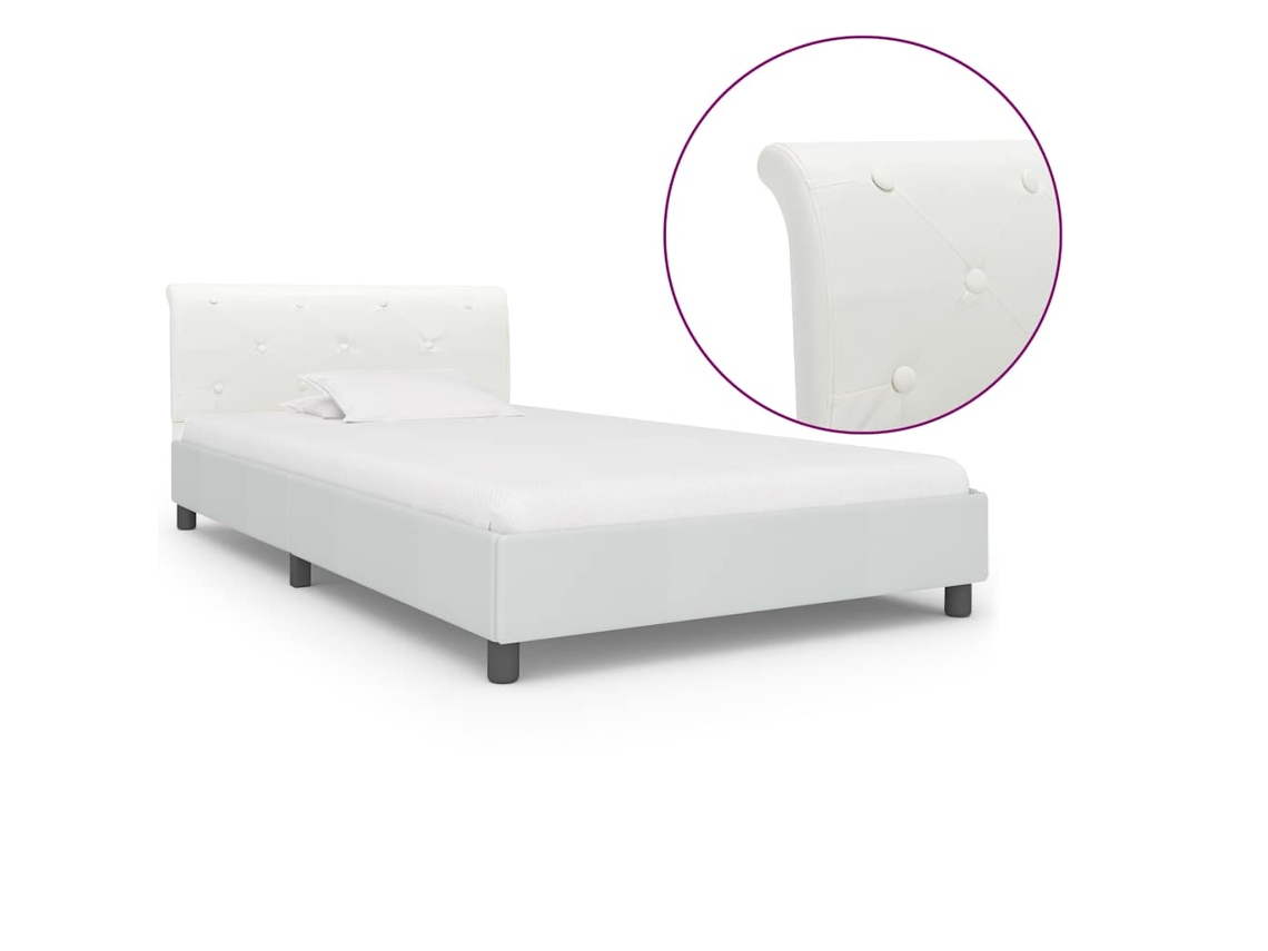 Bed Frame, Bed Frames Vidaxl Branco Couro Artificial (90 X 200 Cm)