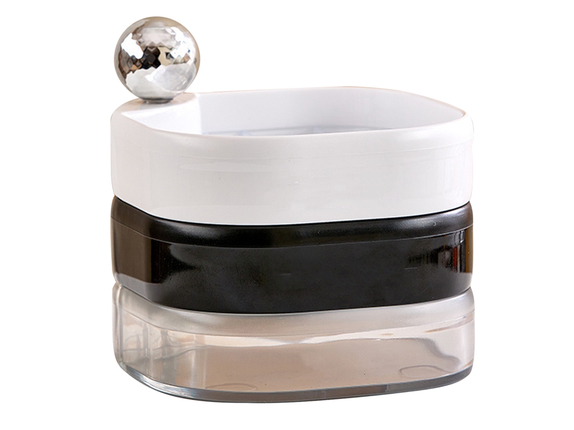 Organizador de Jóias S/MARCA giratório multicamadas, plástico leve, para pulseiras, brincos, viagem, branco/preto/transparente