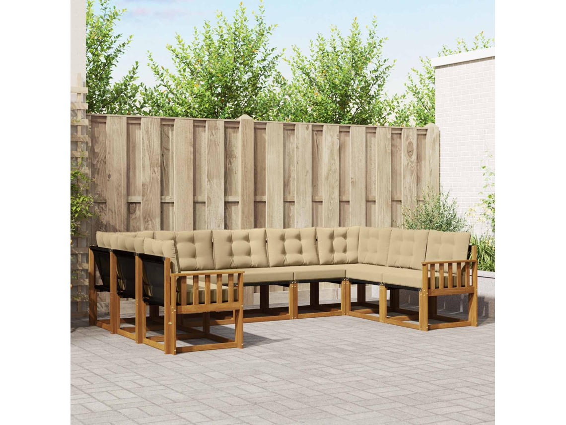 Vidaxl Conjunto De Sofás Para Exterior 9 Unid. Natural E Bege