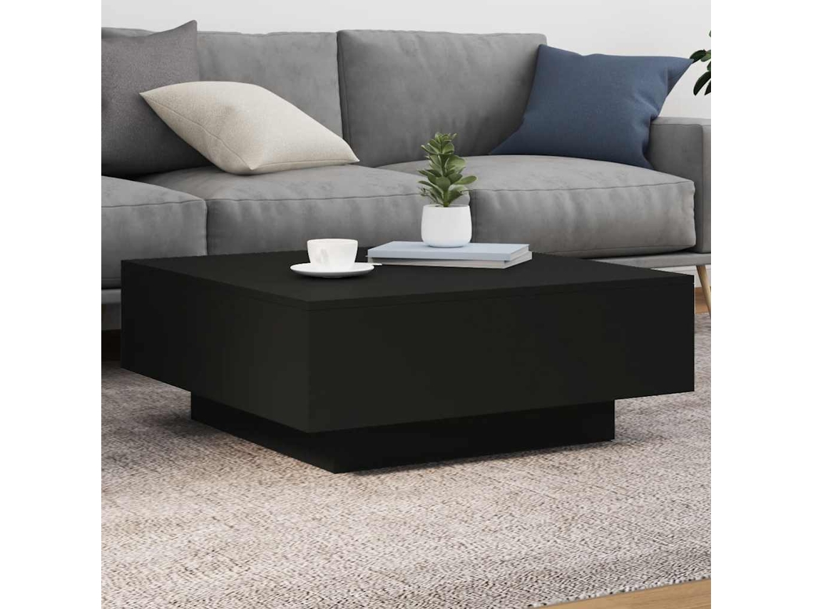 Vidaxl Mesa De Centro 80x80x31 Cm Contraplacado Preto