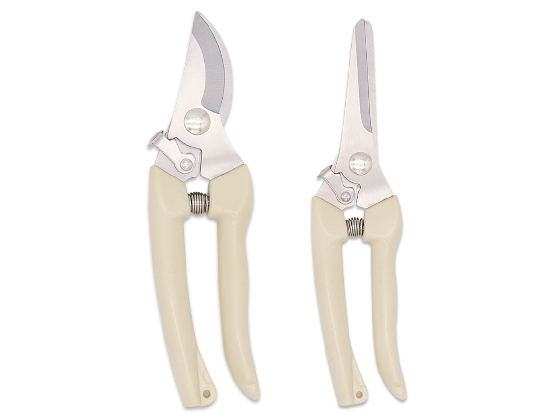 2pcs Tesouras de Poda Jardim com Lâmina Curva e Alça Ergonômica, Aço Inoxidável, Bypass
