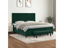 Vidaxl Cama Com Molas/colchão 160x200 Cm Veludo Verde-escuro