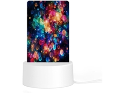 Luminária noturna de LED em acrílico com base e plugue de plástico reutilizáveis, colorida com estampa de estrela em arco.