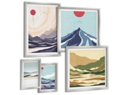 Conjunto De Pinturas Paisagens Abstratas De Montanha Espelharte (5 Peças)