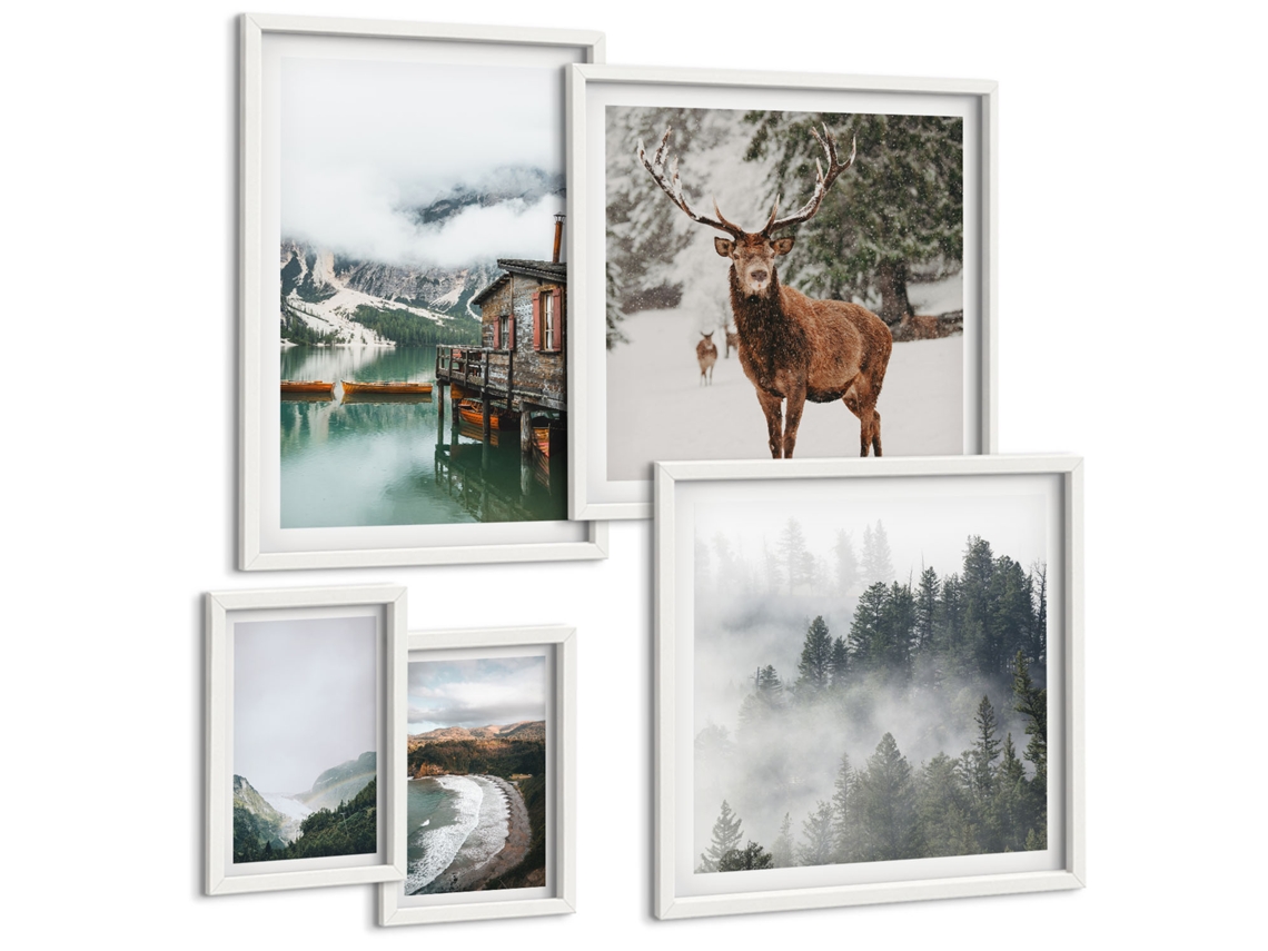 Conjunto De Pinturas Natureza Selvagem Montanhas Espelharte (5 Peças)