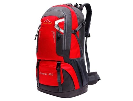 Mochila OCIODUAL Vermelha 60 Litros Impermeável com Alças e Alças de Segurança para Caminhadas e Trekking