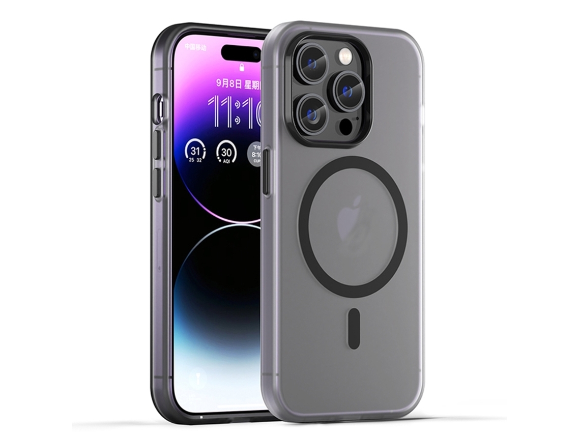 Capa Híbrida Translúcida Para Iphone 16 Pro Max - Tpu E Pc Com Magsafe | Fosca - Preta