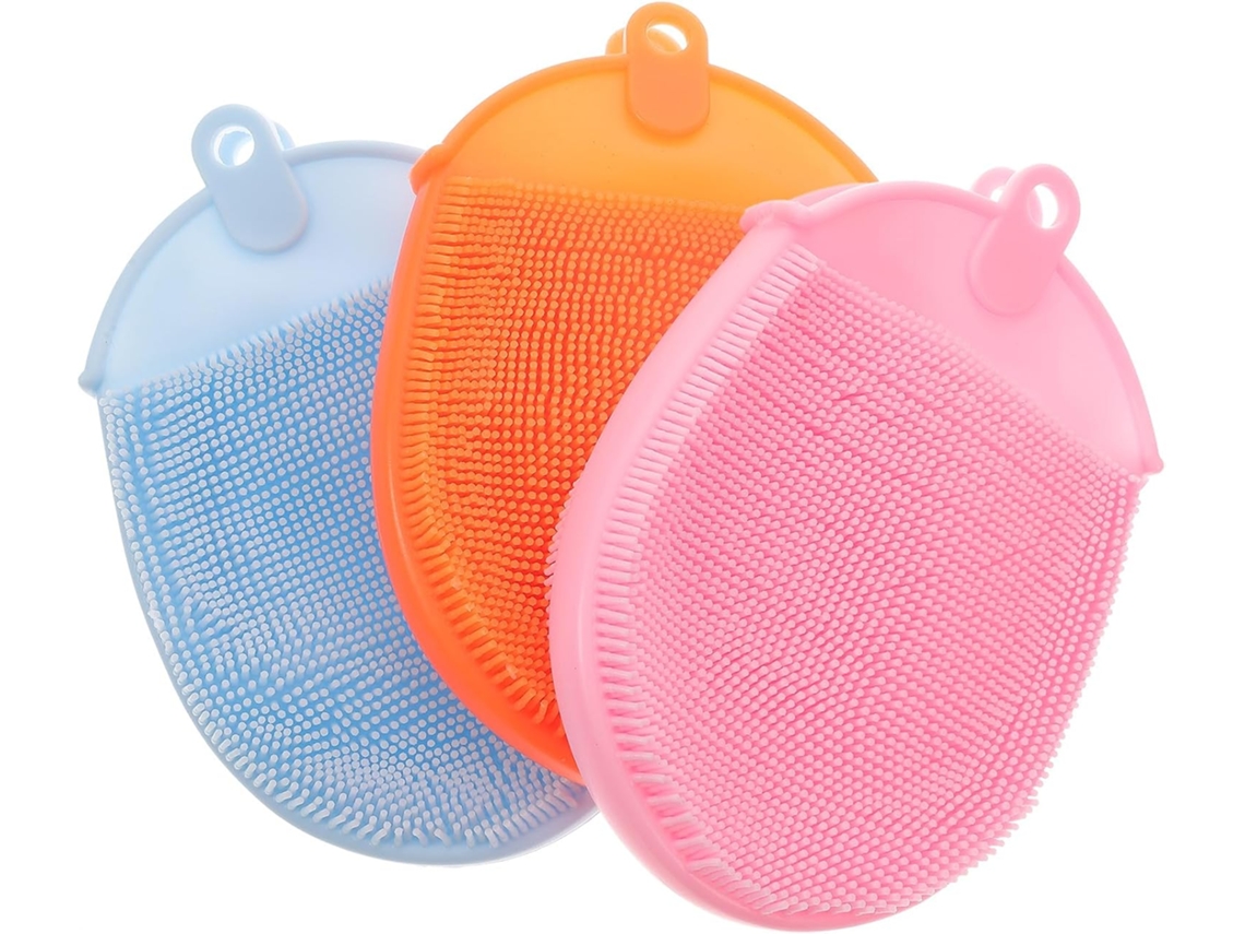 Conjunto De 3 Escovas Silicone Esfoliantes E Massageadoras Para Banho, Limpeza Suave, Estimulação, Adequadas Para Todos