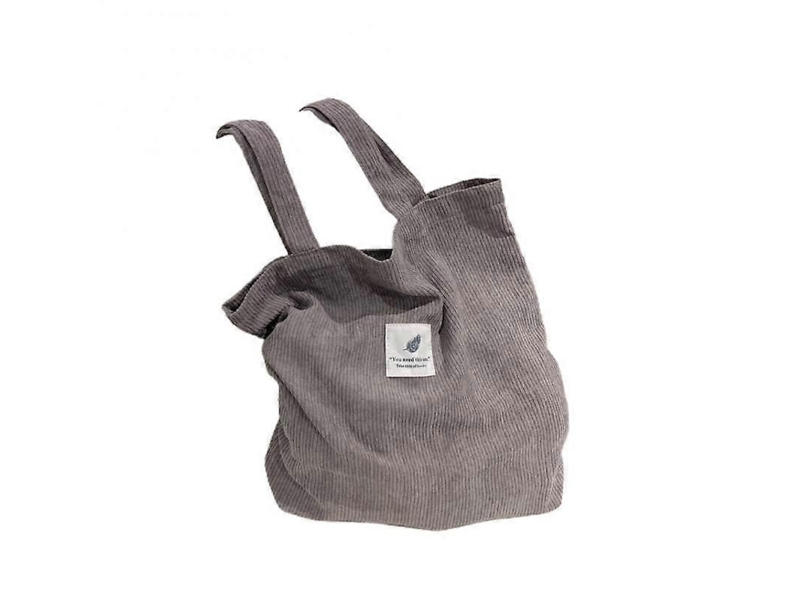 Bolsa de Ombro Feminina em Veludo Cotelê, Dobrável com Zíper, em Tecido Macio e Cor Sólida, Ideal para Compras e Reutilizável. GOKOCO