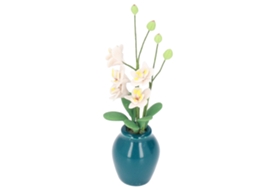 Mali flor de Casinha de Boneca Phalaenopsis Branca em Miniatura 1/12 para 3 Anos +