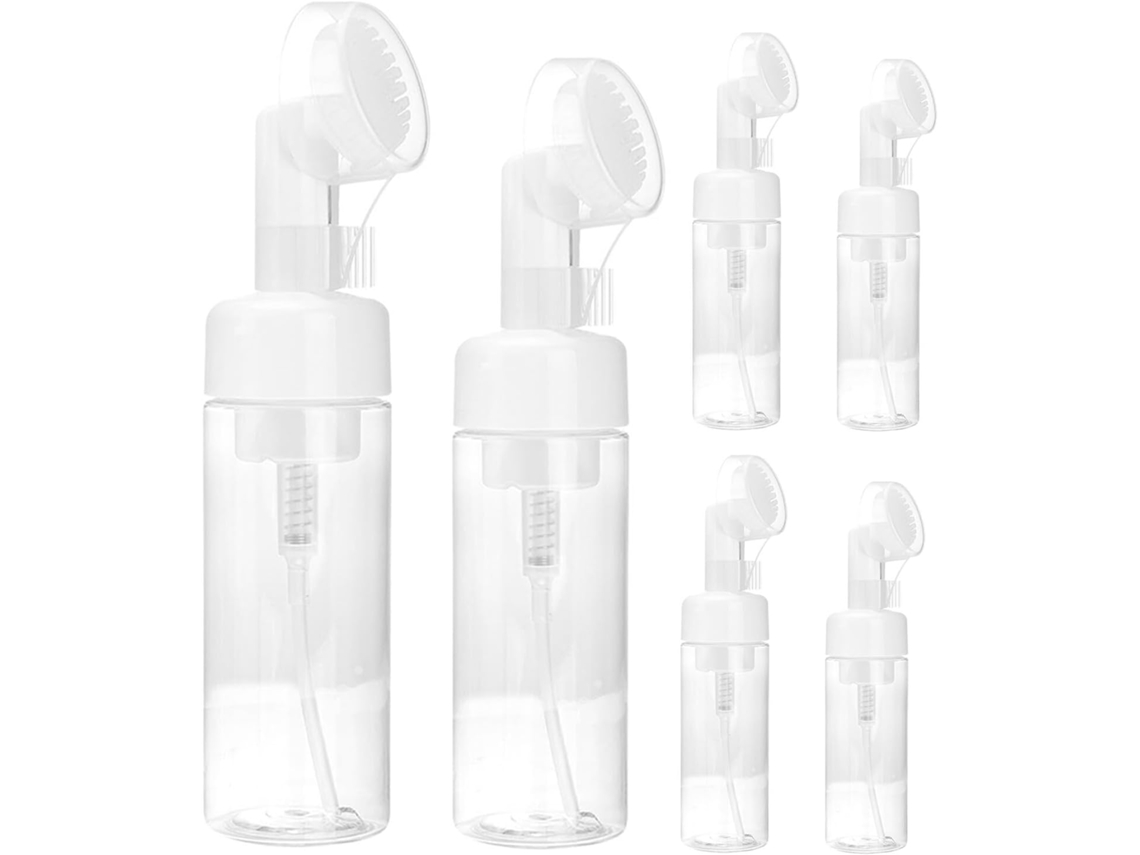 De 6 Frascos De Espuma Transparentes Com Bomba E Escova, Frascos De Espuma Recarregáveis