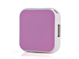 Hub Usb De 4 Portas Expansão Transmissão De Alta Velocidade Marca Autorizada Ssk Shu 029 Rosa