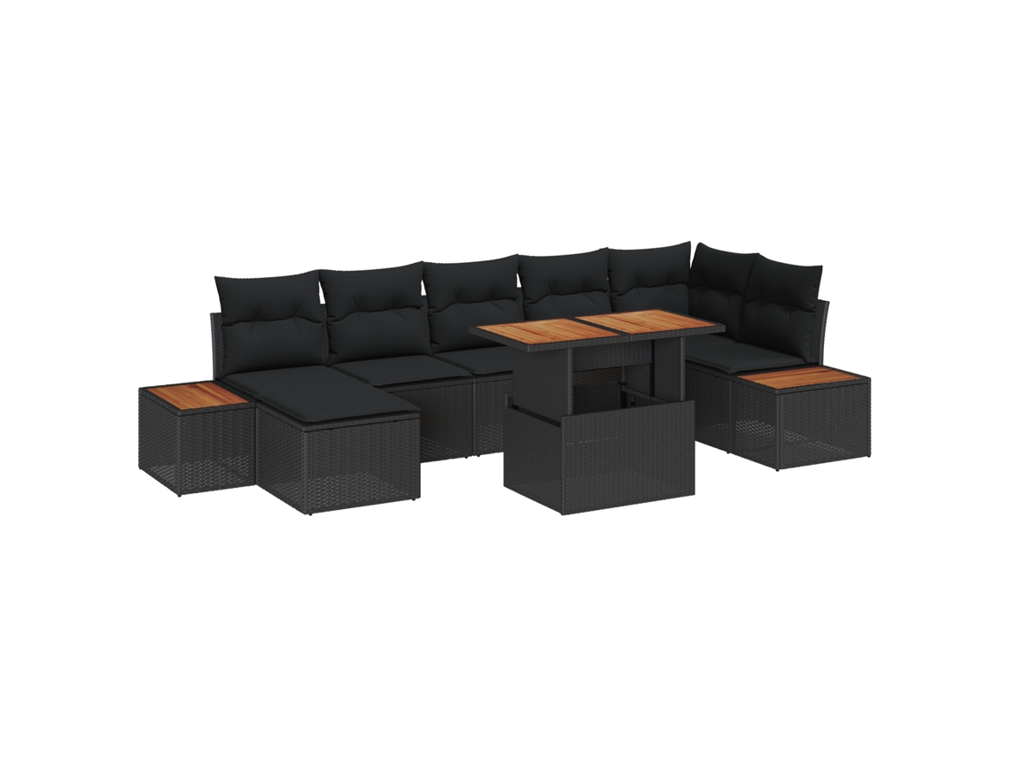 Conjunto 8 Conjunto De Mobiliário Exterior Vidaxl Preto Vime Pe (100 X 55 X 73 Cm)