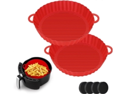Forros De Silicone Para Fritadeira A Ar, 2 Unidades, Potes Redondos De Silicone Reutilizáveis​​ Para Fritadeira A Ar
