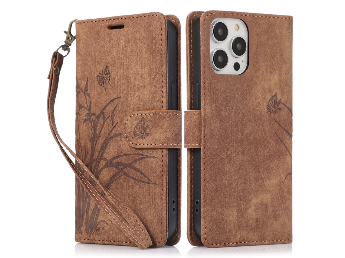 Capa Para Iphone 15 Pro Max Pele Sintética Castanho